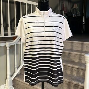 Zenergy White, Black & Silver Rhinestone Golf Shirt